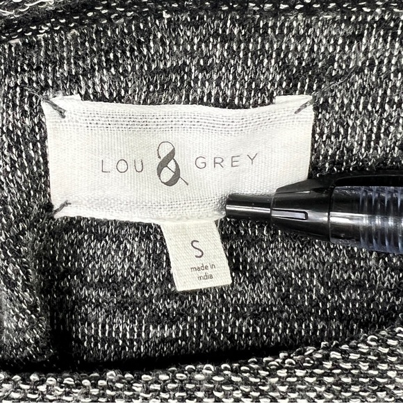 Lou & Grey Dress Striped Knit Gray Blouson Waist Long Sleeve Size Small - Picture 6 of 9